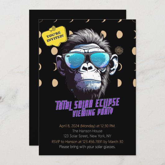 Gesamtes Solar Eclipse Viewing Party Einladung 202 (Vorne/Hinten)