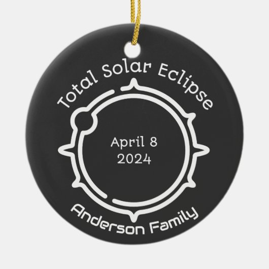 Gesamtes Solargeschenk Eclipse 2024 Moderner Minim Keramik Ornament (Vorne)