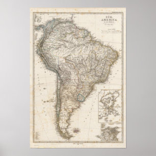 Gesamtkarte Südamerikas Poster