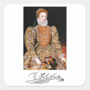 Gesamtkörperportrait von Königin Elisabeth I. von  Quadratischer Aufkleber