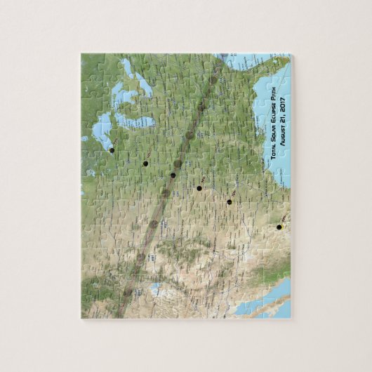 Gesamtplan für den Solar-Eclipse-Pfad 2017 Puzzle (Vertikal)