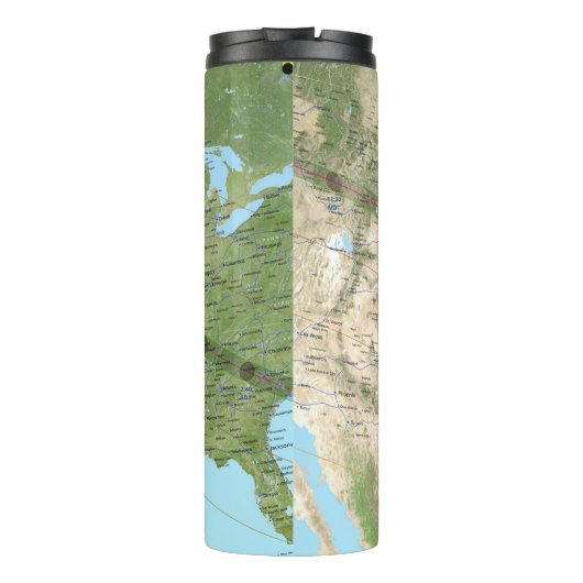 Gesamtplan für den Solar-Eclipse-Pfad 2017 Thermosbecher (Rückseite)