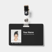 GesamtSchwarz Mitarbeiter Foto Bar oder Qr Code Lo Ausweis (Vorderseite mit Clip)