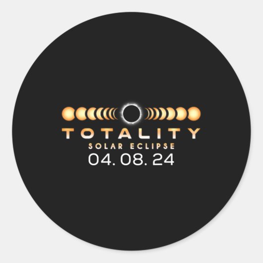Gesamtsolares Eclipse Spring 04.08.2024 Totality P Runder Aufkleber (Vorderseite)