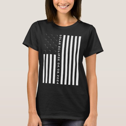 Gesamtsolares Eclipse US-amerikanische Flagge 04.0 T-Shirt (Vorderseite)