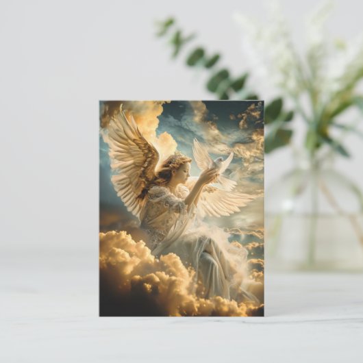 Gesandte des Friedensgeländes mit der weißen Taube Postkarte (Stehend Vorderseite)