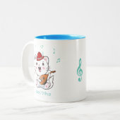 Gesang Bard Kitty Cat mit Mandolin Zweifarbige Tasse (Vorderseite Links)