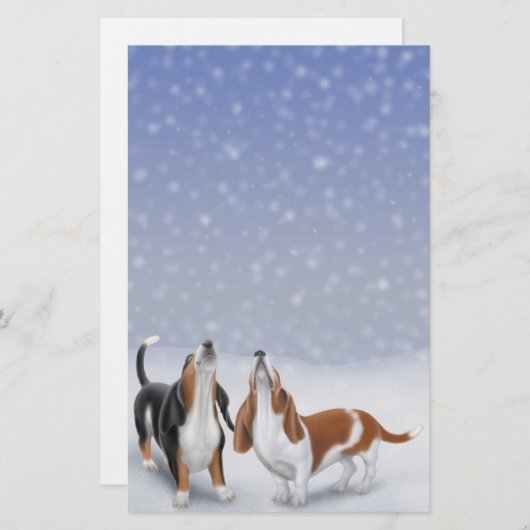 Gesang Basset Hounds Stationery Briefpapier (Vorne/Hinten)