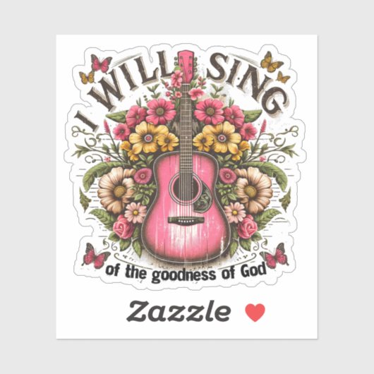 Gesang der Güte Gottes Musik Christlich Aufkleber (Blatt)