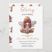 Gesang Fee mit Pilzen Mädchen Erstgeburt Einladung (Vorne/Hinten)