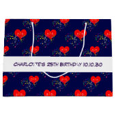 Gesang Herz Muster. Rote Herzen, farbenfrohe Notiz Große Geschenktüte (Vorderseite)