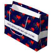 Gesang Herz Muster. Rote Herzen, farbenfrohe Notiz Große Geschenktüte (Vorderseite Schrägansicht)