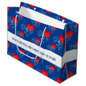 Gesang Herz Muster. Rotes Herz, weiße Notizen Große Geschenktüte (Vorderseite Schrägansicht)