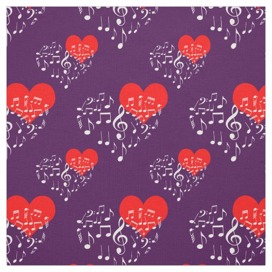 Gesang Herz Muster. Weiße Hinweise auf Violett Stoff (Muster)