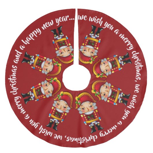 Gesang-hochrote Nussknacker Polyester Weihnachtsbaumdecke (Vorderseite)