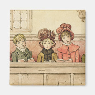 Gesang in der Kirche (w/c auf Papier) Magnet