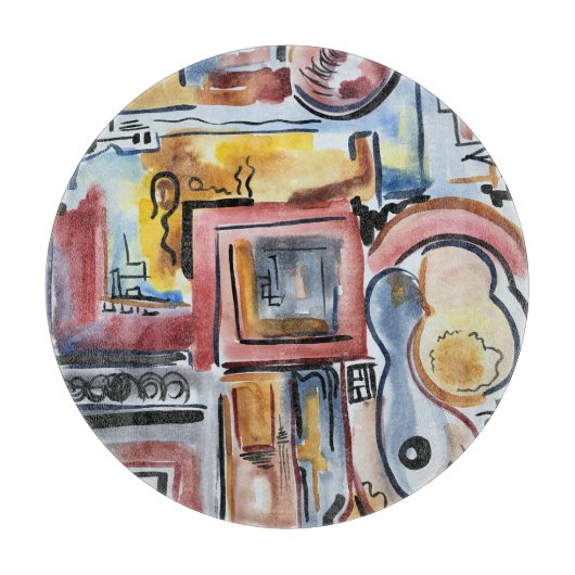 Gesang in der Küche bemalt moderne Kunst Schneidebrett (Vorderseite)