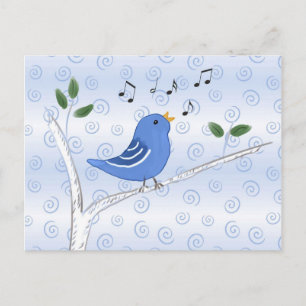 Gesang Niedlich Blue Bird Postcard Postkarte