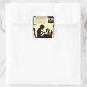 Gesang Sewing Lady Vintag Fairy Gedicht Quadratischer Aufkleber (Tasche)