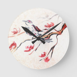 Gesang-Vogel-Hintergrund Runde Wanduhr