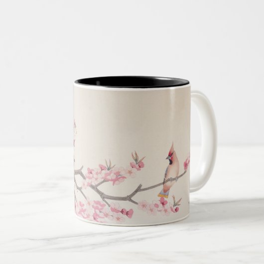 Gesang-Vögel im Frühjahr Zweifarbige Tasse (VorderseiteRechts)