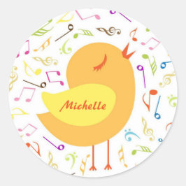 Gesang Vogel mit Musical Notes Custom Stickers