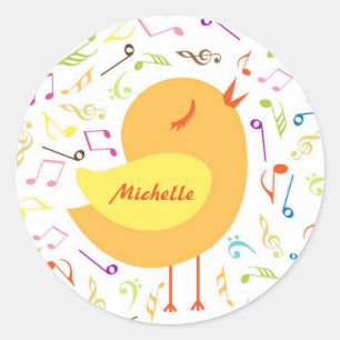 Gesang Vogel mit Musical Notes Custom Stickers