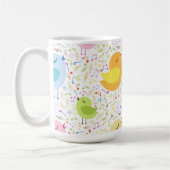 Gesang Vögel mit musikalischen Noten personalisier Kaffeetasse (Links)