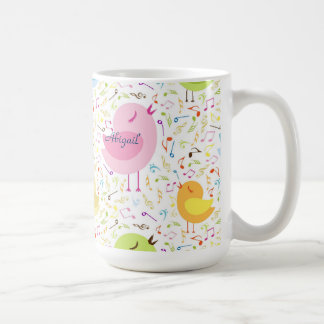 Gesang Vögel mit musikalischen Noten personalisier Kaffeetasse