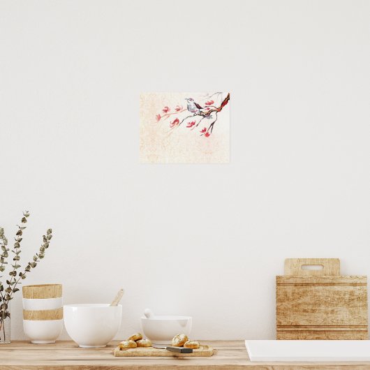 Gesang-Vogelhintergrund Poster (Küche)