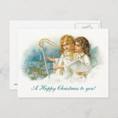 Gesang-Weihnachtsengel Feiertagspostkarte (Vorne/Hinten)