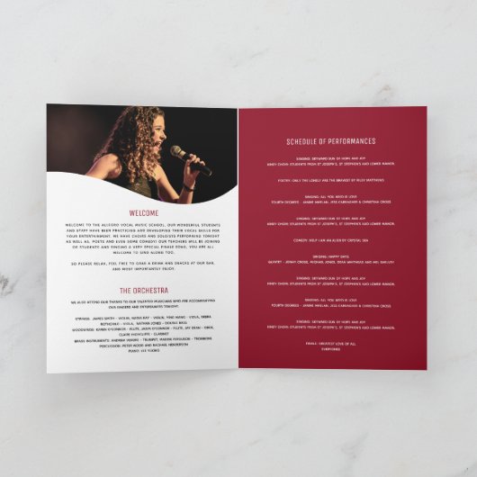 Gesangmusik Erwägung Abend rotes Mikrofon Programm (Innenseite)