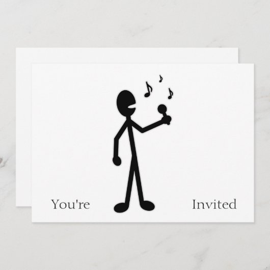 Gesangses Strichmännchen Einladung (Vorne/Hinten)