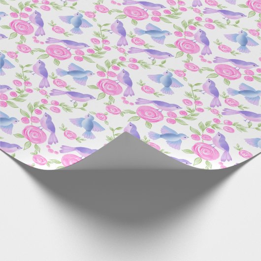 Gesangsvögel und Rose Geschenkpapier (Ecke)