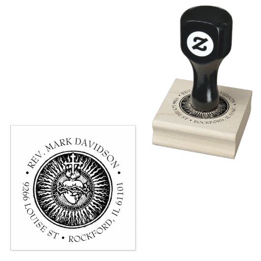 GESÄTZTES HERZ VON JESUS PERSONALISIERTER NAME GUMMISTEMPEL (Stempel)