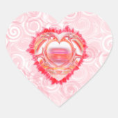 Geschädigtes Herz über rosa Spiralgeschichte Herz-Aufkleber (Vorderseite)