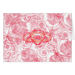 Geschädigtes Herzdesign über rote Spiralen und Ste