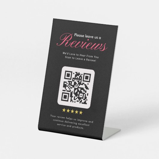 Geschäft 5-Sterne-Bewertungs-QR-Code Geschäft Tisc Sockelschild (Vorderseite)