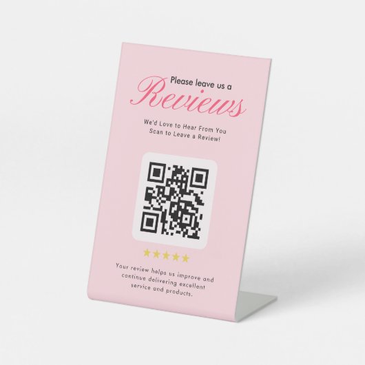 Geschäft 5-Sterne-Bewertungs-QR-Code Geschäft Tisc Sockelschild (Vorderseite)