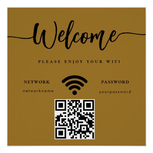 Geschäft Begrüßungsskript WIFI QR Code Gold Poster (Vorderseite)