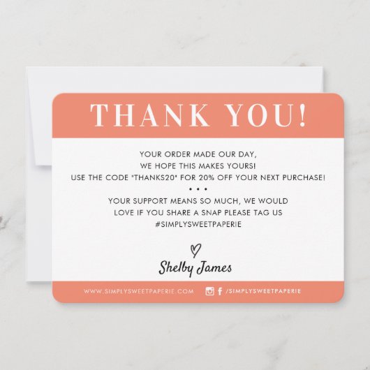 GESCHÄFT DANK IHNEN beruflich moderne, fett orange Dankeskarte (Vorderseite)