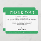 GESCHÄFT DANK IHNEN beruflich modernes kelgrün Dankeskarte (Vorne/Hinten)