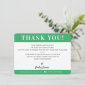 GESCHÄFT DANK IHNEN beruflich modernes kelgrün Dankeskarte (Stehend Vorderseite)