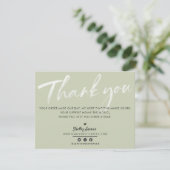 GESCHÄFT DANK IHNEN moderne, grün, weiß Dankeskarte (Stehend Vorderseite)