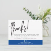 GESCHÄFT DANK IHNEN moderne, kühn und blau handhab Dankeskarte (Stehend Vorderseite)