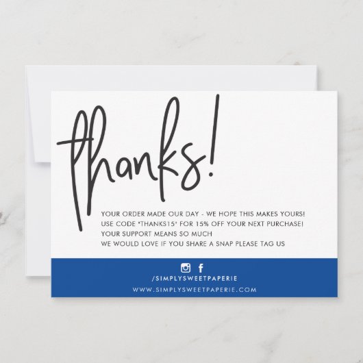 GESCHÄFT DANK IHNEN moderne, kühn und blau handhab Dankeskarte (Vorderseite)