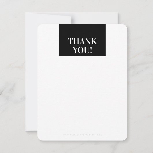 GESCHÄFT DANK IHNEN moderne, mutige Schwarz-weiße Dankeskarte (Rückseite)