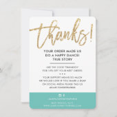 GESCHÄFT DANK IHNEN moderne niedliche Gold Glitzer Dankeskarte (Vorderseite)