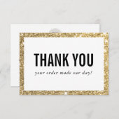 GESCHÄFT DANK IHNEN moderne Ordnung einfügen Glitz Dankeskarte (Vorne/Hinten)