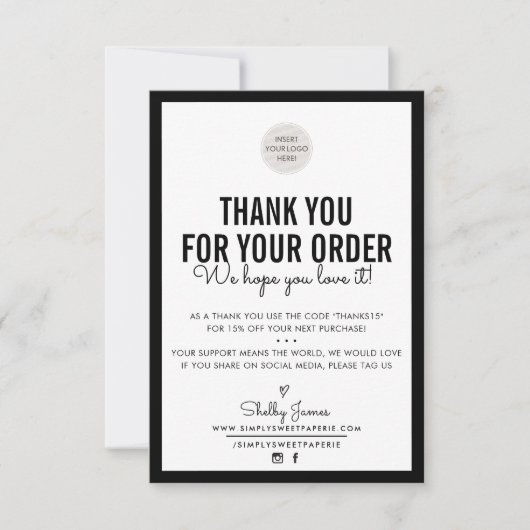 GESCHÄFT DANK IHNEN moderne Ordnung einfügen schli Dankeskarte (Vorderseite)